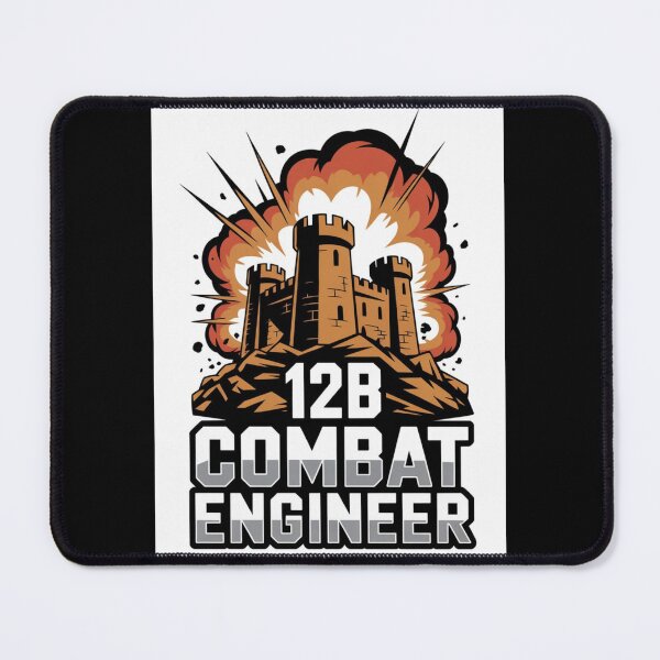 Item preview, 12B Combat Engineer — Exploding Castle Emblem on Rocky Base U.S. Army MOS Military Engineering Graphic designed and sold by GFamilyC.