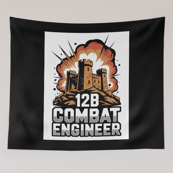 Item preview, 12B Combat Engineer — Exploding Castle Emblem on Rocky Base U.S. Army MOS Military Engineering Graphic designed and sold by GFamilyC.