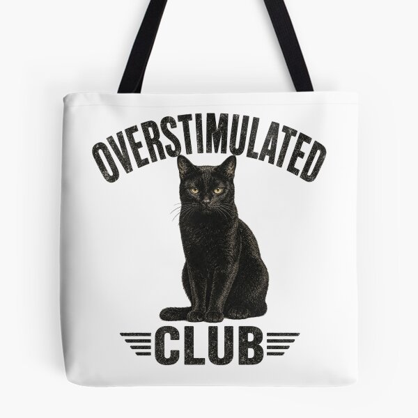 Item preview, Overstimulated Club Black Cat | Funny Overstimulated Cat Design For Introvert designed and sold by StyxIND.