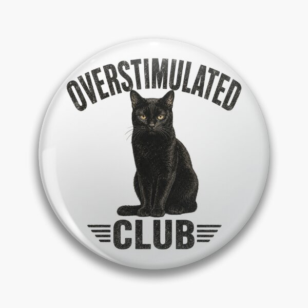 Item preview, Overstimulated Club Black Cat | Funny Overstimulated Cat Design For Introvert designed and sold by StyxIND.