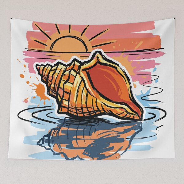 Item preview, Seashell Sunset Beach Reflection Art Print designed and sold by Merch by Das Design Studio.
