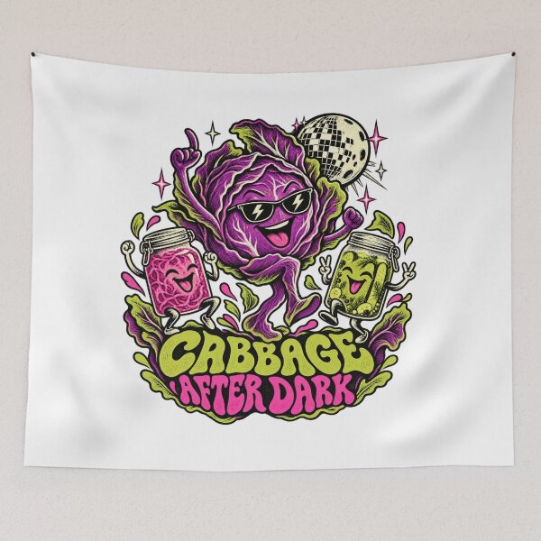 Item preview, Cabbage After Dark Funny Retro Disco Shirt designed and sold by ODDLUME CLUB.