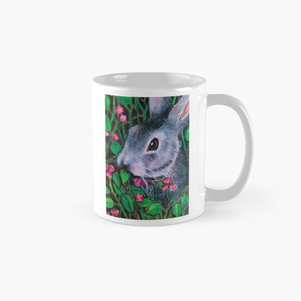 Item preview, Cute BUNNY Eating Pink Flowers, Animal Art designed and sold by JoyfulWhimsy.