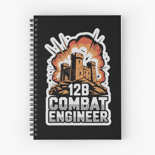 Item preview, 12B Combat Engineer — Exploding Castle Emblem on Rocky Base U.S. Army MOS Military Engineering Graphic White Outline designed and sold by GFamilyC.