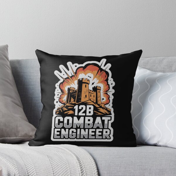 Item preview, 12B Combat Engineer — Exploding Castle Emblem on Rocky Base U.S. Army MOS Military Engineering Graphic White Outline designed and sold by GFamilyC.