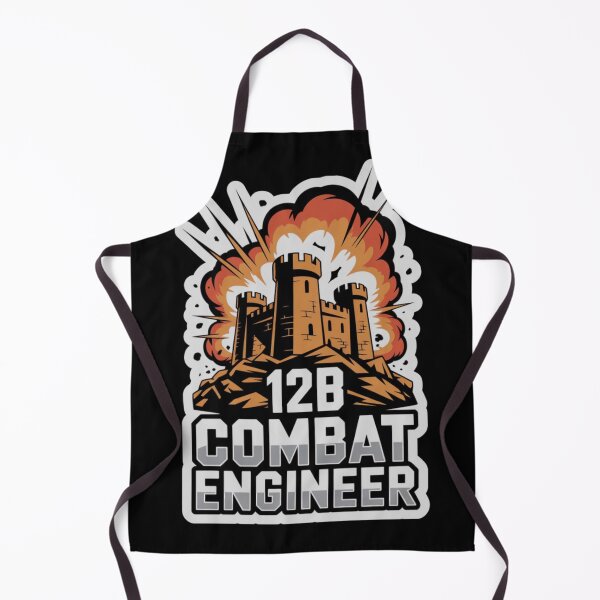 Item preview, 12B Combat Engineer — Exploding Castle Emblem on Rocky Base U.S. Army MOS Military Engineering Graphic White Outline designed and sold by GFamilyC.