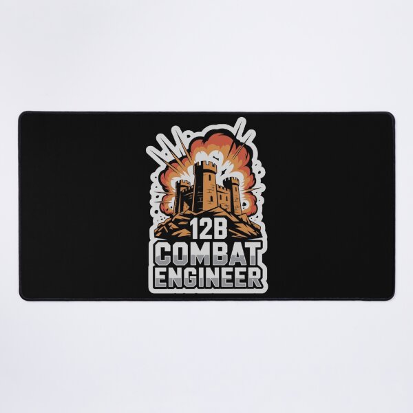 Item preview, 12B Combat Engineer — Exploding Castle Emblem on Rocky Base U.S. Army MOS Military Engineering Graphic White Outline designed and sold by GFamilyC.