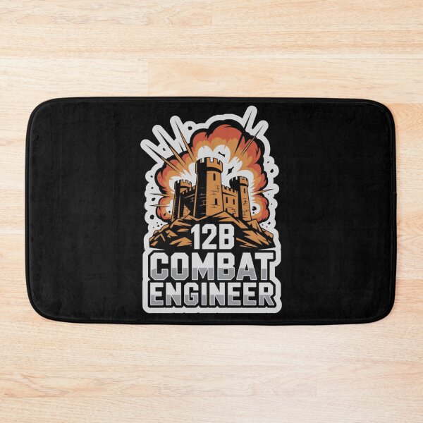 Item preview, 12B Combat Engineer — Exploding Castle Emblem on Rocky Base U.S. Army MOS Military Engineering Graphic White Outline designed and sold by GFamilyC.