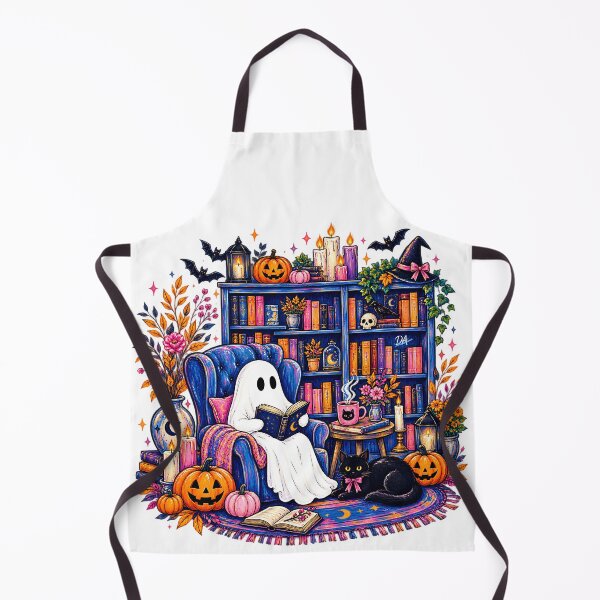 Item preview, Cozy Ghost Reading Book Halloween Library Aesthetic Art designed and sold by DesignArtist.ia.