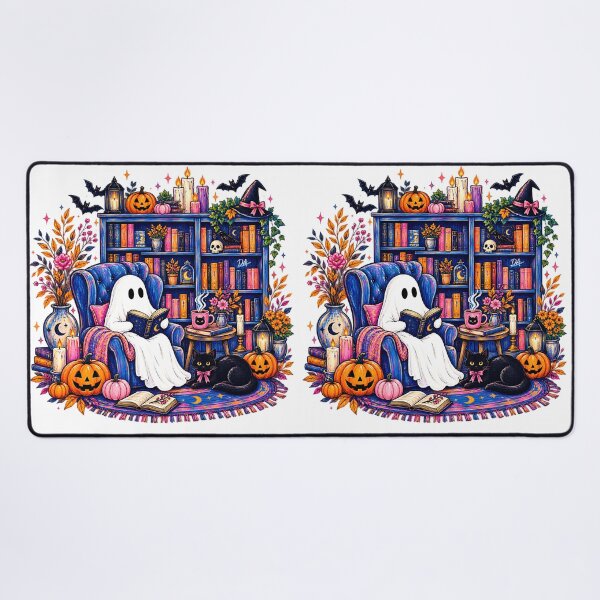 Item preview, Cozy Ghost Reading Book Halloween Library Aesthetic Art designed and sold by DesignArtist.ia.