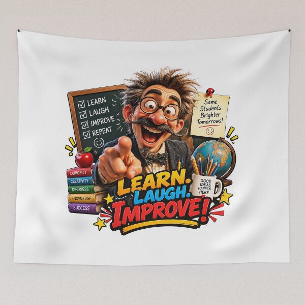 Item preview, Mr. Wiseguy Learn Laugh Improve Funny Teacher Sticker designed and sold by M. Mamdouh Artworks.