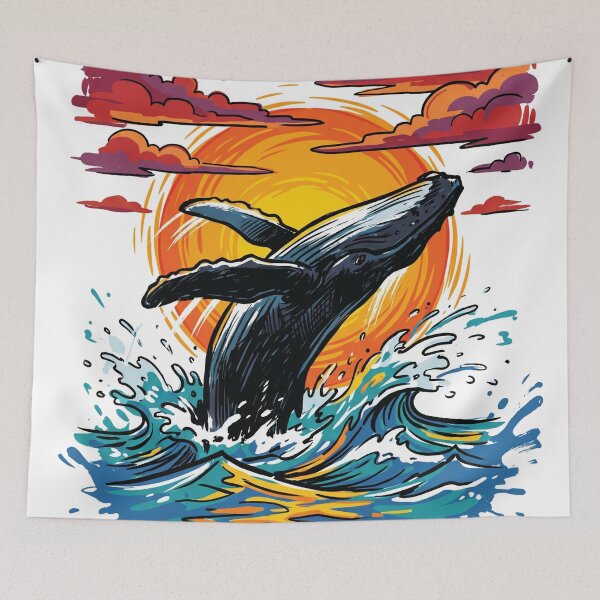 Item preview, Humpback Whale Breach Sunset Silhouette Art designed and sold by Merch by Das Design Studio.
