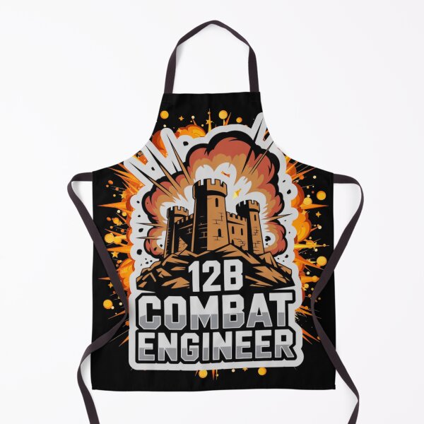 Item preview, 12B Combat Engineer — Massive Exploding Castle Emblem on Rocky Base U.S. Army MOS Military Engineering Graphic White Outline designed and sold by GFamilyC.
