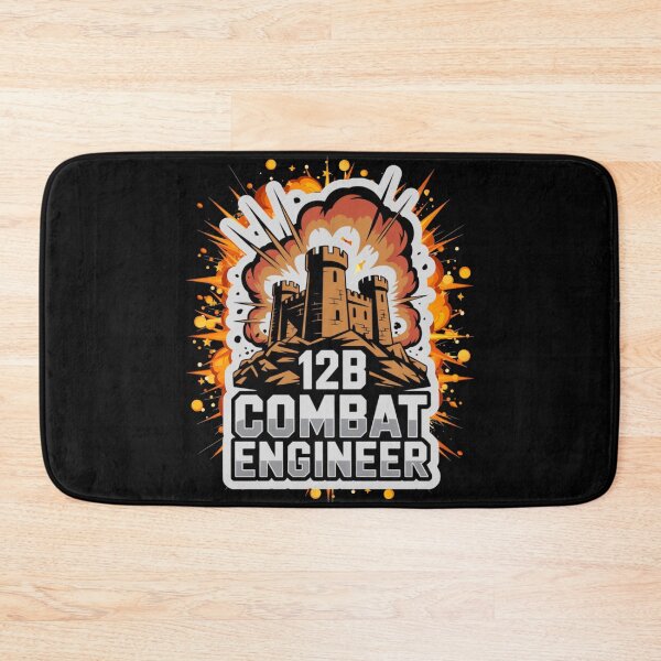 Item preview, 12B Combat Engineer — Massive Exploding Castle Emblem on Rocky Base U.S. Army MOS Military Engineering Graphic White Outline designed and sold by GFamilyC.