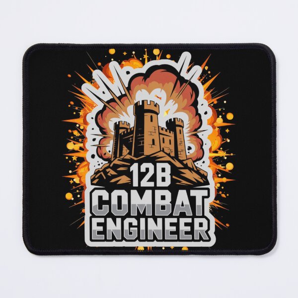 Item preview, 12B Combat Engineer — Massive Exploding Castle Emblem on Rocky Base U.S. Army MOS Military Engineering Graphic White Outline designed and sold by GFamilyC.