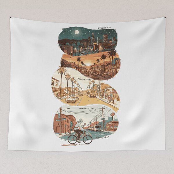 Item preview, Los Angeles Day In The Life Timeline Sunset City Comic Art designed and sold by mood-draftsman.