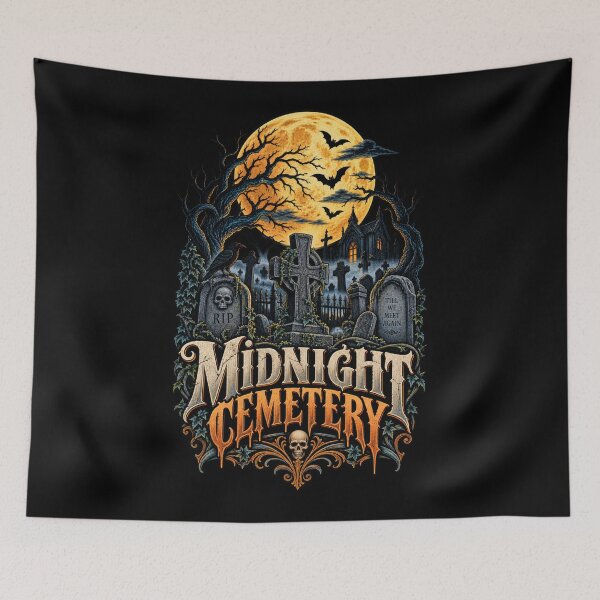 Item preview, Midnight Cemetery – Retro Vintage Gothic Halloween Graveyard Full Moon Design designed and sold by RockitBaby.
