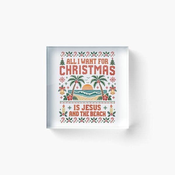Item preview, All I Want for Christmas is Jesus and the Beach Ugly Christmas, Jesus and the Beach Tropical Christmas designed and sold by CatiaStudioArt.