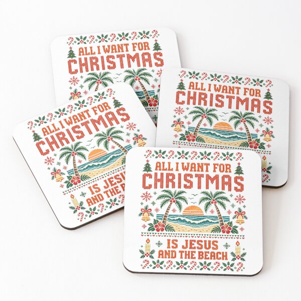 Item preview, All I Want for Christmas is Jesus and the Beach Ugly Christmas, Jesus and the Beach Tropical Christmas designed and sold by CatiaStudioArt.