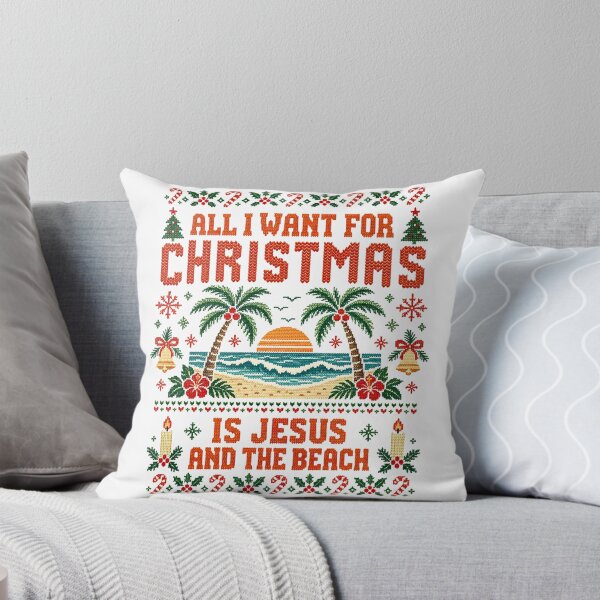 Item preview, All I Want for Christmas is Jesus and the Beach Ugly Christmas, Jesus and the Beach Tropical Christmas designed and sold by CatiaStudioArt.