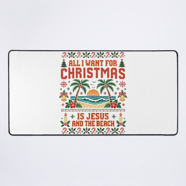 Item preview, All I Want for Christmas is Jesus and the Beach Ugly Christmas, Jesus and the Beach Tropical Christmas designed and sold by CatiaStudioArt.