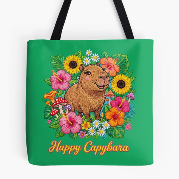 Item preview, Happy Capybara Flowers designed and sold by TeeARTHY.