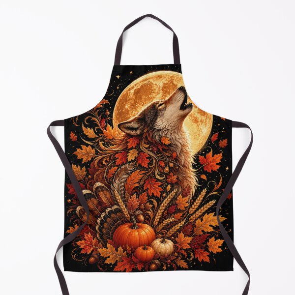 Item preview, Thanksgiving Wolf Howling at Harvest Moon - Autumn Pumpkin Fall designed and sold by NightshadeWolfs.