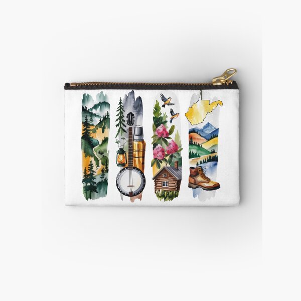 Item preview, West Virginia Mountain Watercolor – Banjo, Rhododendron & Cabin designed and sold by Marie Gems.