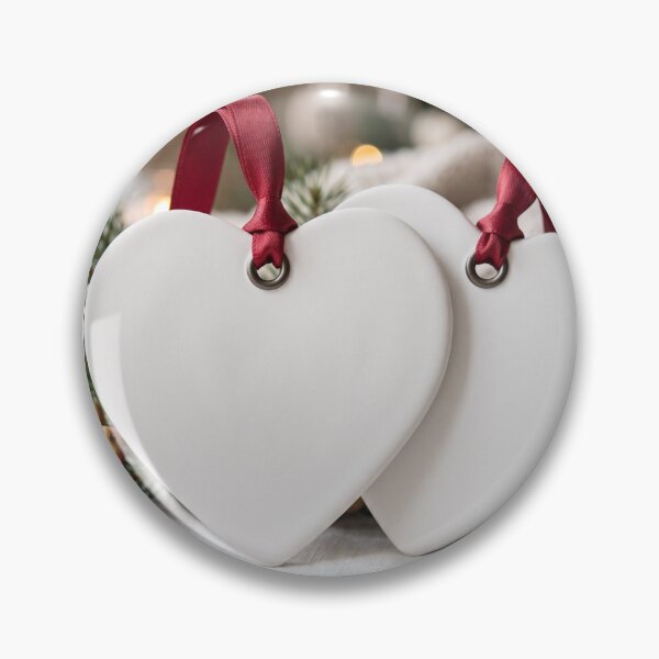 Item preview, Minimalist White Heart Ornaments with Red Ribbon designed and sold by Emily Waters.