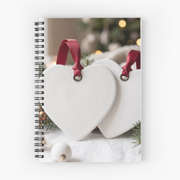 Item preview, Minimalist White Heart Ornaments with Red Ribbon designed and sold by Emily Waters.