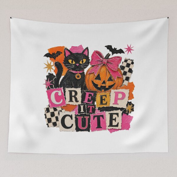 Item preview, Creep It Cute Patchwork Halloween Charm Cat designed and sold by CleanDecor.