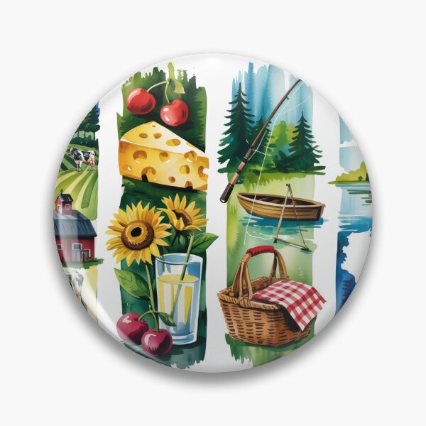 Item preview, Wisconsin Dairyland Watercolor – Cows, Cheese & Cranberries designed and sold by Marie Gems.