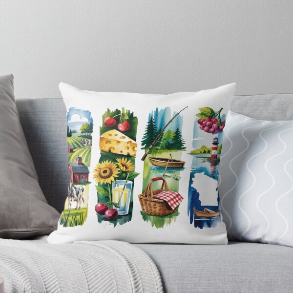 Item preview, Wisconsin Dairyland Watercolor – Cows, Cheese & Cranberries designed and sold by Marie Gems.