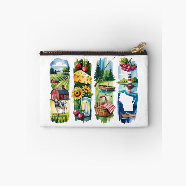 Item preview, Wisconsin Dairyland Watercolor – Cows, Cheese & Cranberries designed and sold by Marie Gems.