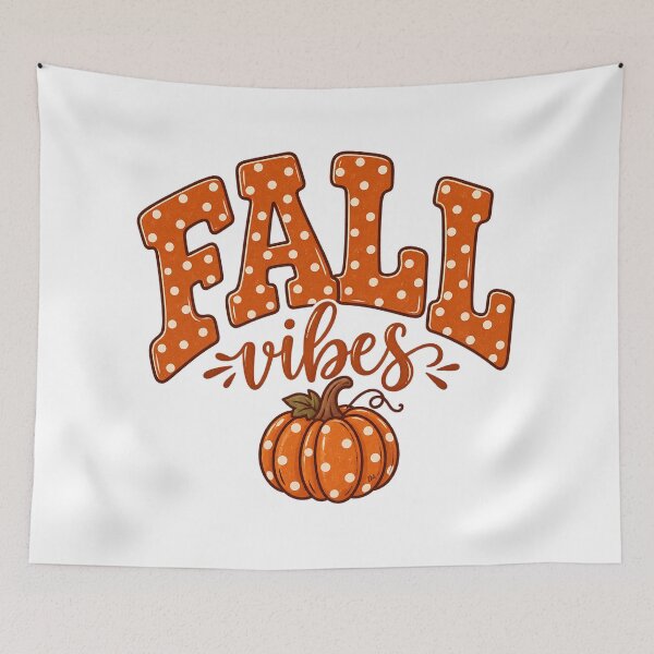 Item preview, Fall Vibes Polka Dot Orange Pumpkin Autumn Typography Art designed and sold by DesignArtist.ia.