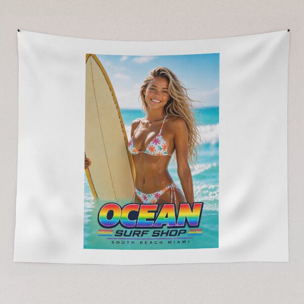 Item preview, Ocean Surf Shop - South Beach - Miami, Florida - Retro 80's Colors designed and sold by JBDesigns21.