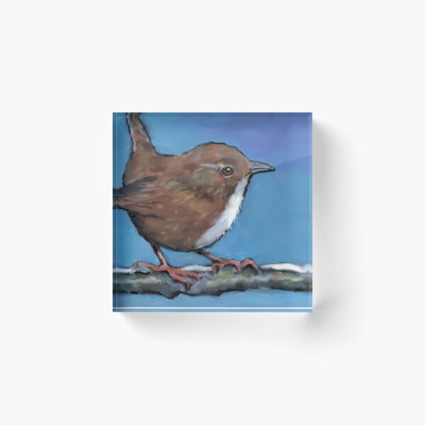 Item preview, Cute Wren on Snowy Branch, Wildlife Art designed and sold by JoyfulWhimsy.