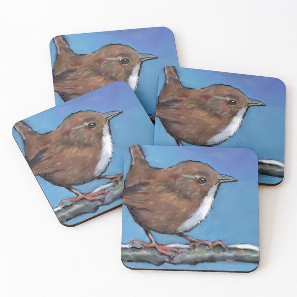 Item preview, Cute Wren on Snowy Branch, Wildlife Art designed and sold by JoyfulWhimsy.
