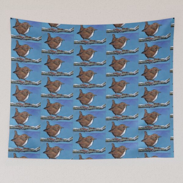 Item preview, Cute Wren on Snowy Branch, Wildlife Art designed and sold by JoyfulWhimsy.