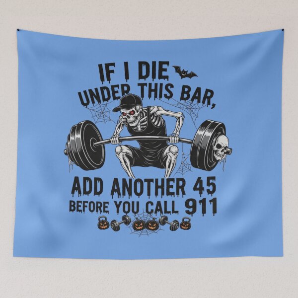Item preview, Die Under Bar Weightlifting Skeleton 911 Graphic designed and sold by Exquisite Design Studio „Paculówka”.