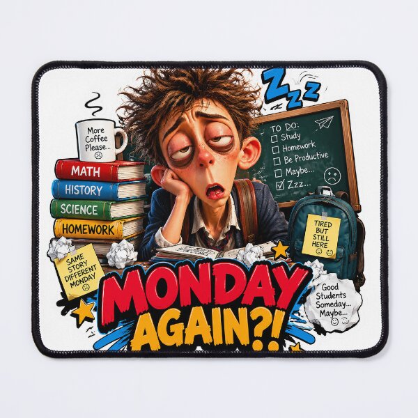 Item preview, Zack Monday Again Funny Tired Student Sticker designed and sold by M. Mamdouh Artworks.