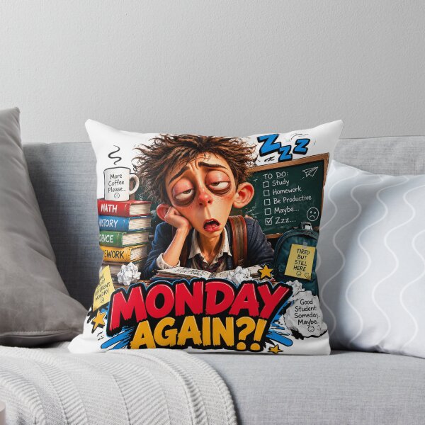 Item preview, Zack Monday Again Funny Tired Student Sticker designed and sold by M. Mamdouh Artworks.