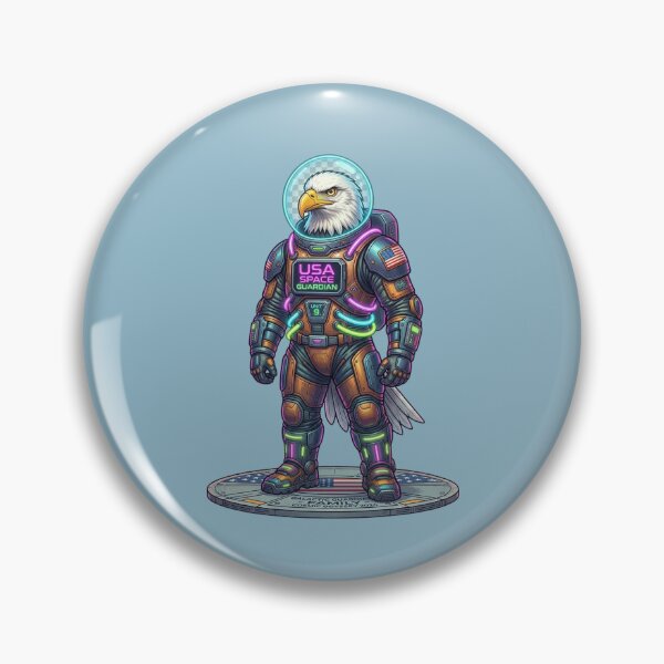 Item preview, U.S. Astronaut Eagle – Retro Neon Space Guardian designed and sold by FootprintofLove.