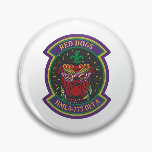 Item preview, USMC HMLA-773 Detachment A Red Dogs Mardi Gras Patch Emblem designed and sold by CharlieDesings.