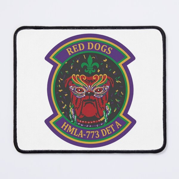 Item preview, USMC HMLA-773 Detachment A Red Dogs Mardi Gras Patch Emblem designed and sold by CharlieDesings.