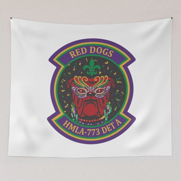 Item preview, USMC HMLA-773 Detachment A Red Dogs Mardi Gras Patch Emblem designed and sold by CharlieDesings.
