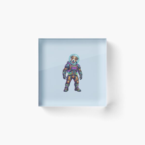 Item preview, Retro Astronaut Dog – Neon Galactic Guardian designed and sold by FootprintofLove.