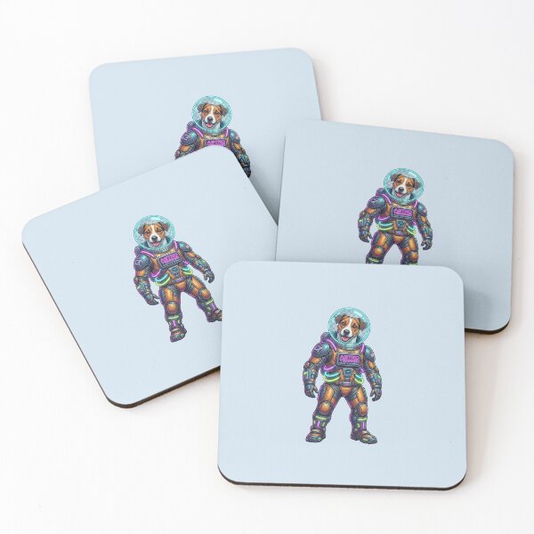 Item preview, Retro Astronaut Dog – Neon Galactic Guardian designed and sold by FootprintofLove.