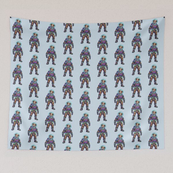 Item preview, Retro Astronaut Dog – Neon Galactic Guardian designed and sold by FootprintofLove.