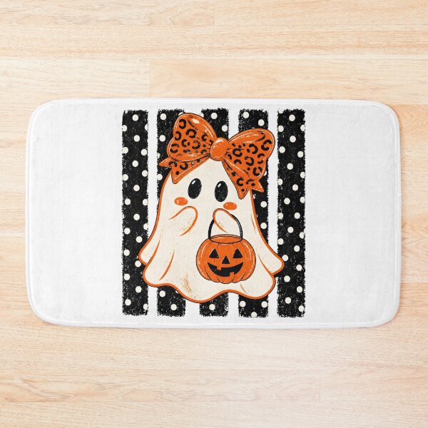 Item preview, Preppy Halloween Ghost Polka Dots Ghost with Leopard Bow and Pumpkin Halloween designed and sold by CatiaStudioArt.